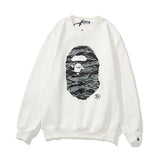 Bathing Ape Sweatshirts Printed Men's and Women's Casual Fleece-Lined Crew Neck Sweater