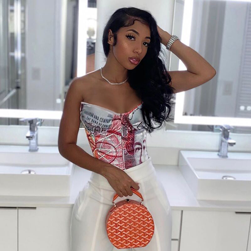 Women Halter Tops Printed Top Women's Spring and Summer Slim Fit