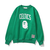 Bathing Ape Sweatshirts Lakers Crew Neck Sweater Velvet Padded Bottoming Shirt