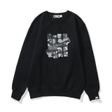 Bathing Ape Sweatshirts Printed Men's and Women's Casual Fleece-Lined Crew Neck Sweater