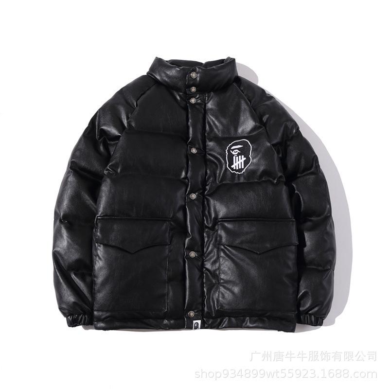 Bathing Ape Coat Leather Cotton-Padded Coat for Boys and Girls Winter
