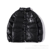 Bathing Ape Coat Leather Cotton-Padded Coat for Boys and Girls Winter