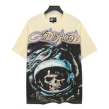 Men's youth t-shirt with rhinestone print, 100% cotton, american retro style