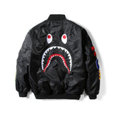 Bathing Ape Coat Winter Thickened Youth Casual Black Stand-up Collar Zipper Loose Double-Sided Cotton-Padded Jacket