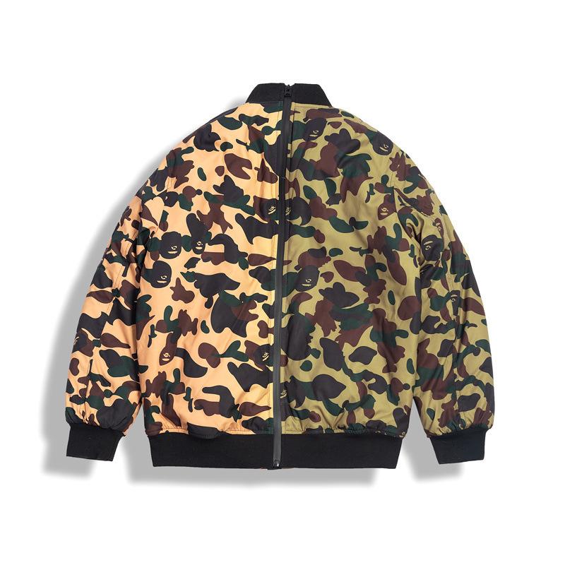 Bathing Ape Coat Autumn and Winter Men's Fashion Day Shark Head Camouflage Cotton Jacket Jacket Coat