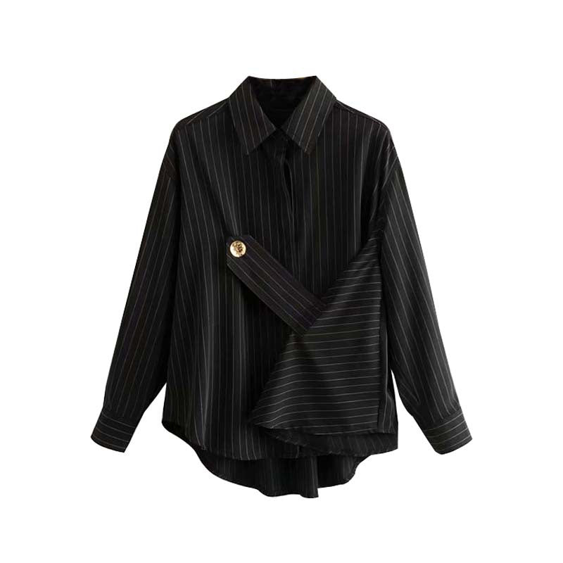 Women T-Shirt Striped Shirt Women's Design Sense Loose Retro