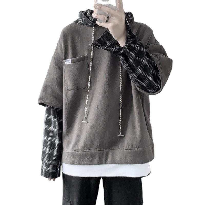 Men Hoodie Hooded Sweater Men Autumn and Winter Wild Hong Kong Style Loose