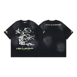 Men's short-sleeve t-shirt - washed print with hotfix rhinestones - 100% cotton - premium quality