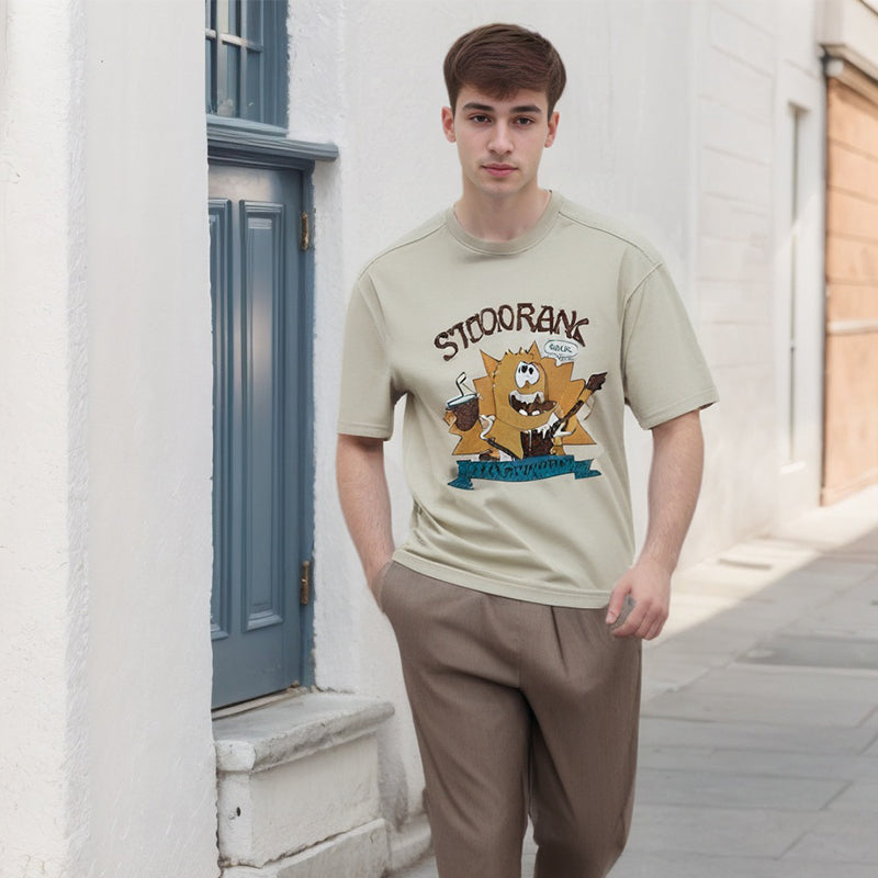 Men T Shirts Vintage Cartoon Printed Short Sleeve T-shirt