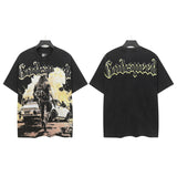 Godspeed men's short-sleeve t-shirt - washed print, hotfix rhinestone detail, streetwear style