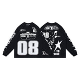 Men's long-sleeve t-shirt - washed cotton print - streetwear