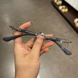 CHH Chrome Hearts Glasses Frame Frameless Round Perforated Myopia Glasses Frame Vintage