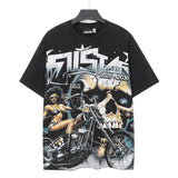 Washed and hot-drilled men's t-shirt short-sleeved g pure cotton hip hop street