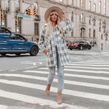 Plaid Trench Coat Print Long Woolen Coat