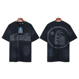 Men's short-sleeve t-shirt - washed print with hotfix rhinestones - 100% cotton - premium quality