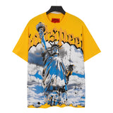 Men's youth t-shirt with rhinestone print, 100% cotton, american retro style