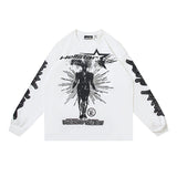 Men's long-sleeve t-shirt - washed cotton print - streetwear