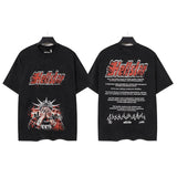 Washed and hot-drilled men's t-shirt short-sleeved g pure cotton hip hop street