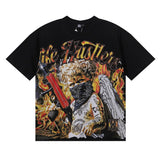 Life hustlers hot diamond pure cotton t-shirt g direct injection hip hop printing