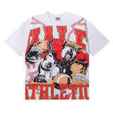 Short-sleeve t-shirt, men's, garment-washed print, 100% cotton, streetwear
