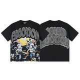 Mixed emotion men's t-shirt - short sleeve, hotfix rhinestone print, 100% cotton