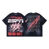 Men's short-sleeve t-shirt - washed print with hotfix rhinestones - 100% cotton - premium quality