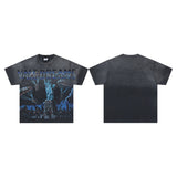Valley t-shirt men's short-sleeved street printing hot diamond washed cotton
