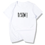 Madness I Miss U Tee Fashion Brand Short Sleeve T-shirt Men's Hong Kong Style Trendy Top Simple T-shirt Black and White Base Shirt