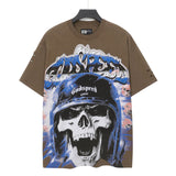 Godspeed t-shirt short-sleeved men's washed cotton printing hot diamond holes street clothing