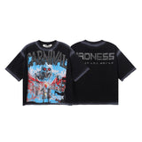 Bkys men's short-sleeve t-shirt - streetwear print, washed, rhinestone detail, 100% cotton