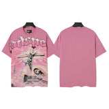 Men's youth t-shirt with rhinestone print, 100% cotton, american retro style