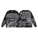 Long-sleeve t-shirt for men - rhinestone print, 100% cotton, hip-hop streetwear