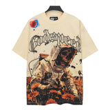 Men's youth t-shirt with rhinestone print, 100% cotton, american retro style