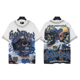Godspeed t-shirt short-sleeved men's washed cotton printing hot diamond holes street clothing