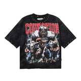 Bkys men's short-sleeve t-shirt - streetwear print, washed, rhinestone detail, 100% cotton