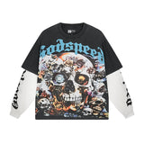 Men's long-sleeve t-shirt - washed print tee - 100% cotton