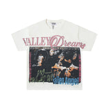 Valley t-shirt men's short-sleeved street printing hot diamond washed cotton