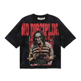 Bkys men's short-sleeve t-shirt - streetwear print, washed, rhinestone detail, 100% cotton