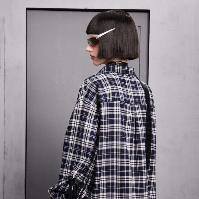 Unisex Jacket Autumn Classic Plaid Long Shirt