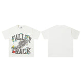 Valley t-shirt men's short-sleeved street printing hot diamond washed cotton