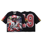 Bkys men's short-sleeve t-shirt - streetwear print, washed, rhinestone detail, 100% cotton