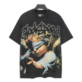 Godspeed men's short-sleeve t-shirt - washed print, hotfix rhinestone detail, streetwear style
