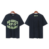 Men's short-sleeve t-shirt - washed print with hotfix rhinestones - 100% cotton - premium quality