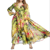 Jungle Print Maxi Dress Spring and Summer Sexy Long Dress