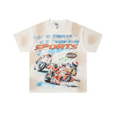 Valley t-shirt men's short-sleeved street printing hot diamond washed cotton