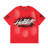 Men's short-sleeve t-shirt - washed print with hotfix rhinestones - 100% cotton - premium quality