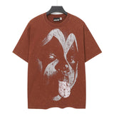 Washed and hot-drilled men's t-shirt short-sleeved g pure cotton hip hop street