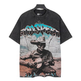 Godspeed men's short-sleeve t-shirt - washed print, hotfix rhinestone detail, streetwear style