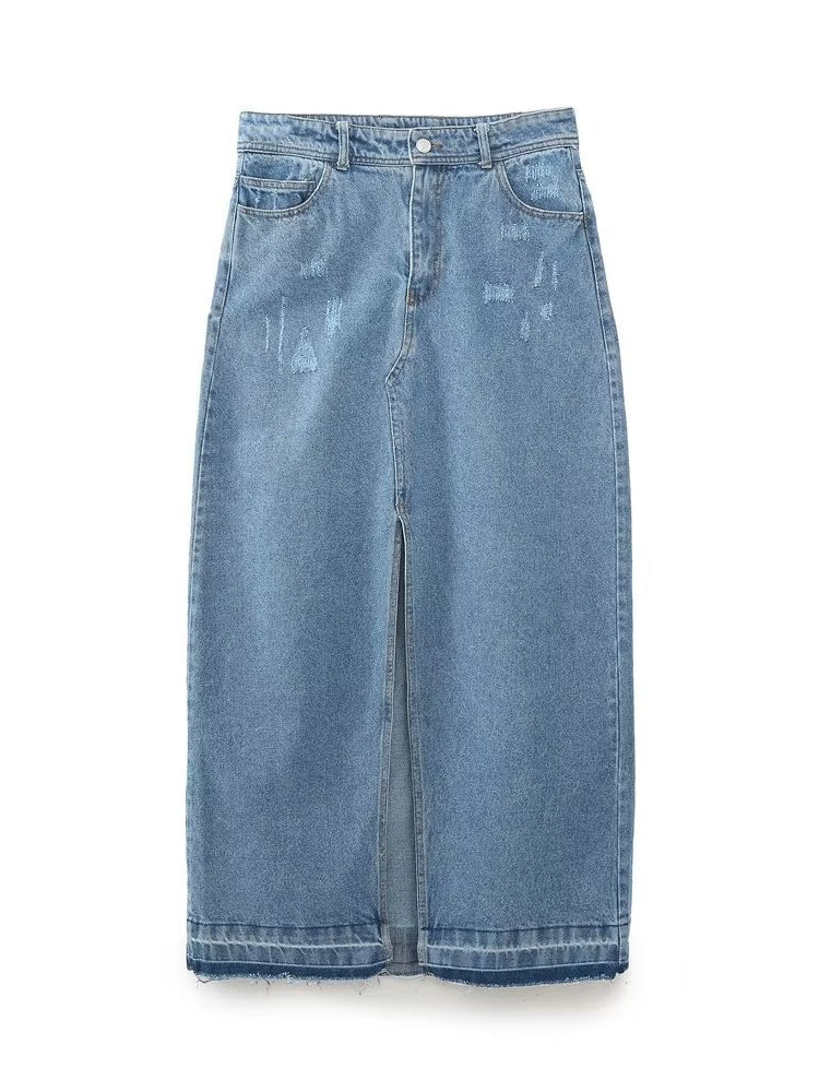 Women Skirt Spring Vintage Denim Skirt Skirt