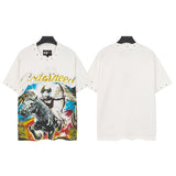 Godspeed t-shirt short-sleeved men's washed cotton printing hot diamond holes street clothing